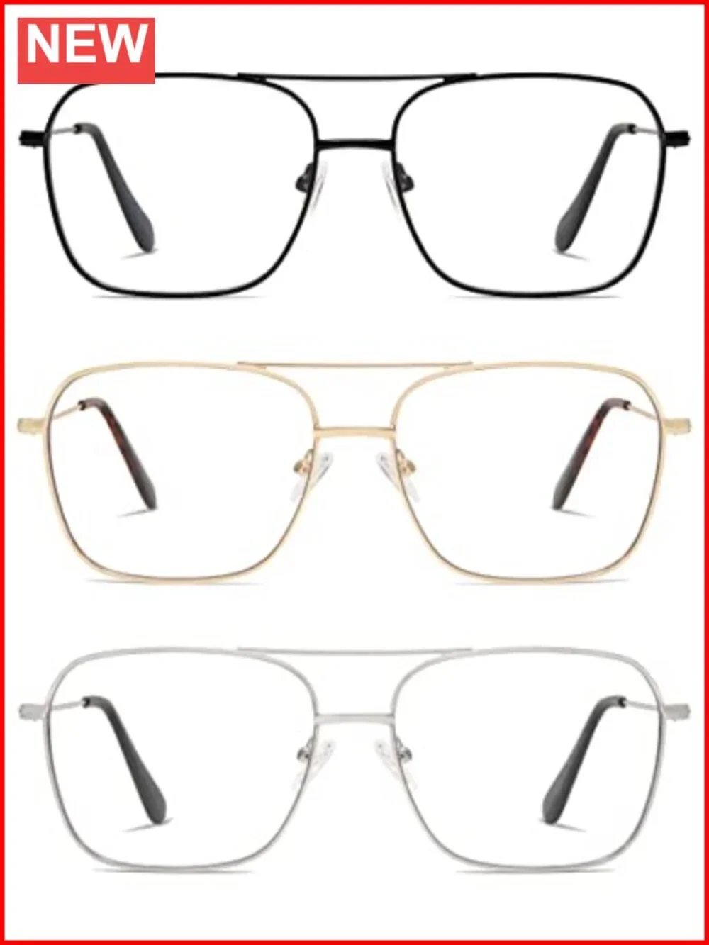 Retro Aviator Square Reading Glasses Blue Light Blocker UV400 UV Protection